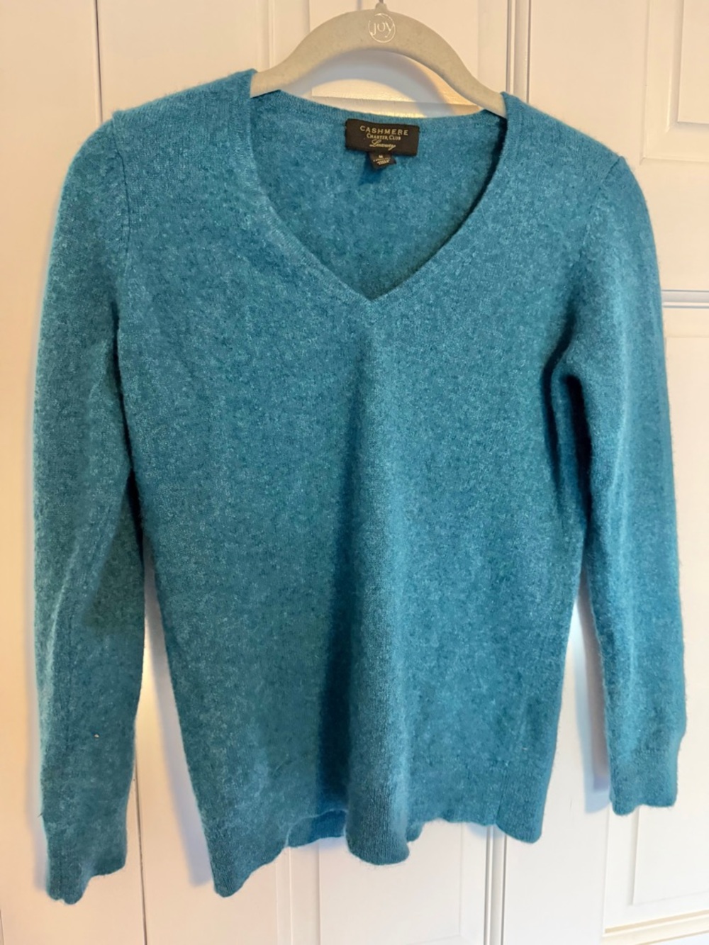 Charter Club 100% Cashmere Sweater Medium Teal Blue V Neck Soft Knit - Picture 6 of 8